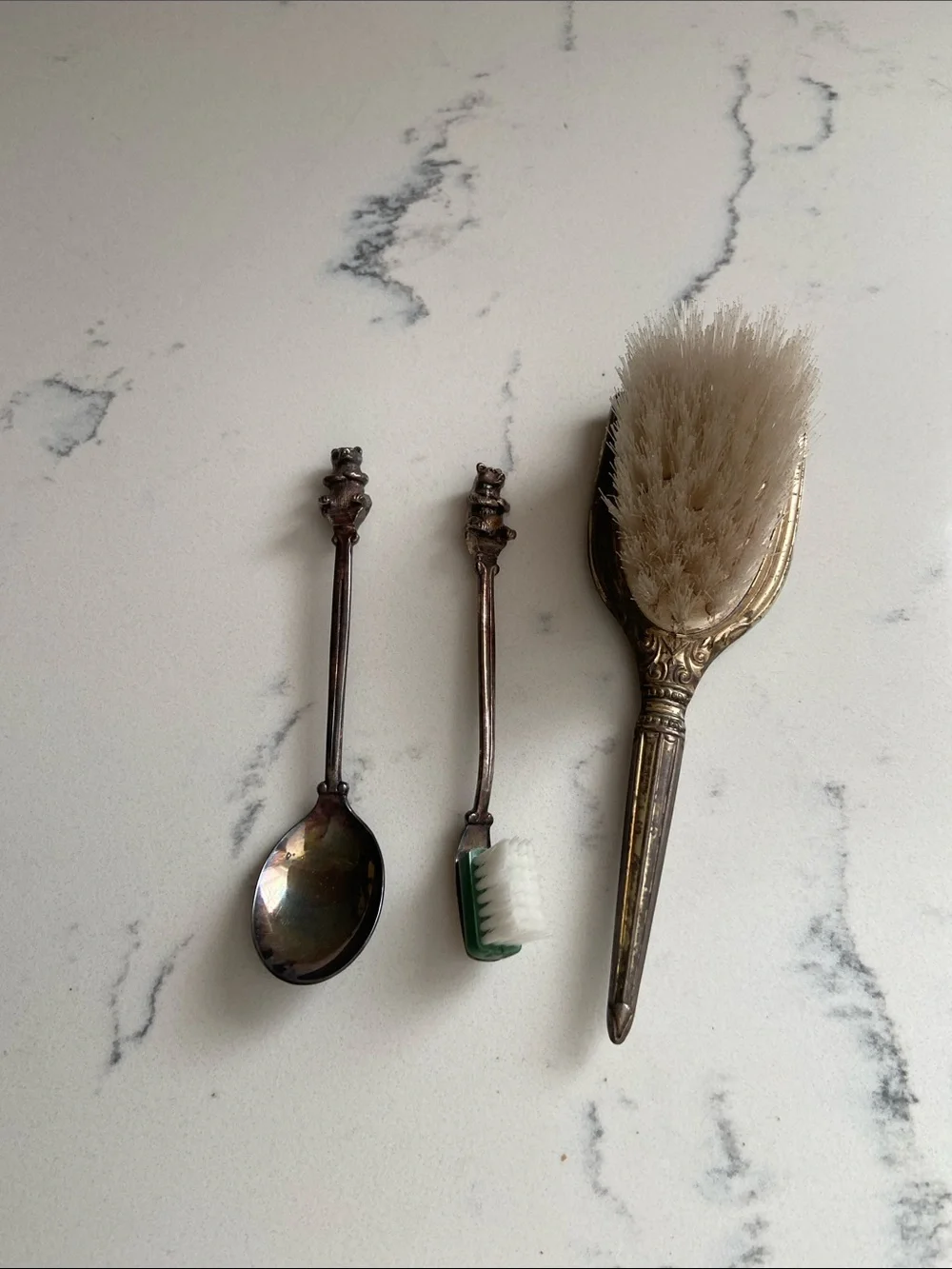 Vintage Nieuwpoort 90 Bear Spoon Brush Vanity Set Holland